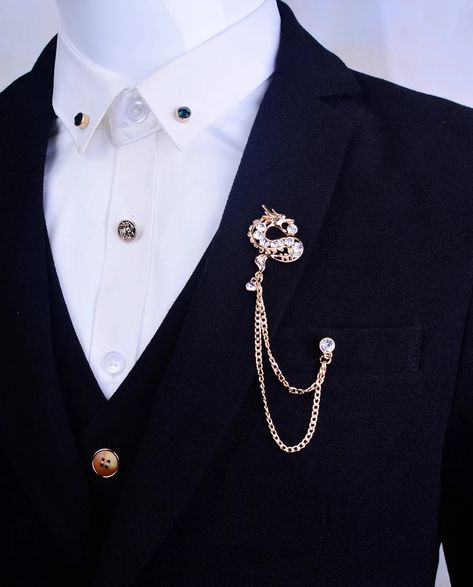 Male Jewellery, Star Suit, Hot Accessories, Male Suit, Chain Brooch, Suit Blouse, Collar Brooch, Suit Pin, Collar Clips