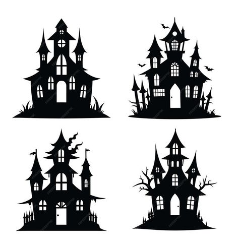 Horror hunted house vector design bundle | Premium AI-generated vector Halloween Windows Painted, Haunted House Silhouette, Hunted House, Spooky Houses, House Outline, Scary Houses, House Silhouette, Spooky House, Halloween Silhouettes