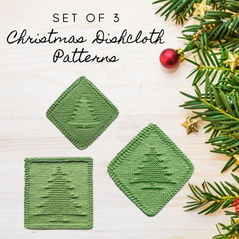 Christmas Tree Dishcloth Knit Pattern Free, Christmas Dishcloth, Knit Kitchen Towel Pattern, Knit Kitchen Towel, Knit Pattern Free, Kitchen Towel Pattern, Baby Wash Cloths, Christmas Homemade Gifts, Christmas Knits