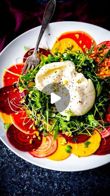 Edible San Luis Obispo on Instagram: "Taste the rainbow with local produce from Babè Farms @babe_farms in Santa Maria!  🩷🧡💛💚🩵💜  Beets and burrata meet their match with the vibrant addition of Watermelon radish, creating the ultimate spring salad. The marinated, tri-color beets and watermelon radishes are paired with wild arugula, toasted pistachios, microgreens, and of course a creamy helping of burrata. Trust us, this one is as good as it looks!   🎥by @babe_farms   #edibleslo #ediblecommunities #babefarms #supportlocalfarmers #localproduce #springsalad #salad #salads #beets #burrata #beetsalad #burratasalad #slofood #slofoodie #slofoodies #sloeats #slocal #enjoyslo #slocounty #slo" Beet And Burrata, Beets And Burrata, Toasted Pistachios, Burrata Salad, Watermelon Radish, Support Local Farmers, Spring Salad, Roasted Beets, Beet Salad