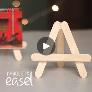 Popsicle Stick Easel | DIY: Popsicle Stick Easel 
Watch more: http://21frames.in/artalltheway
Follow us on Instagram: https://www.instagram.com/ventunoart
Subscribe Youtube:... | By Art All The WayFacebook Popsicle Stick Picture Frame Diy, Diy Photo Easel, Popsicle Frame Diy, Canvas Holder Stand Diy, Popsicle Easel, Popsicle Stick Frame, Easel Diy, Popsicle Stick Picture Frame, Diy Easel