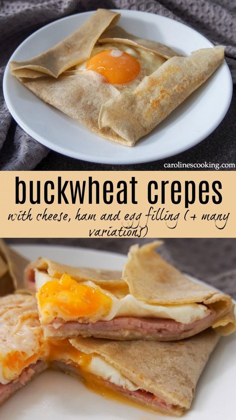 These French buckwheat crepes are easy to make, naturally gluten free and with a lovely slightly nutty flavor. They're perfect loaded up with cheese, ham and egg for a classic "crêpe complete" for brunch/ lunch, or with many other tasty savory fillings. #crepes #buckwheat #glutenfree #frenchfood French Crepe Recipe, Buckwheat Crepes, Lower Carb Meals, Gluten Free Crepes, Buckwheat Recipes, Buckwheat Pancakes, French Crepes, Savory Crepes, Tasty Pancakes