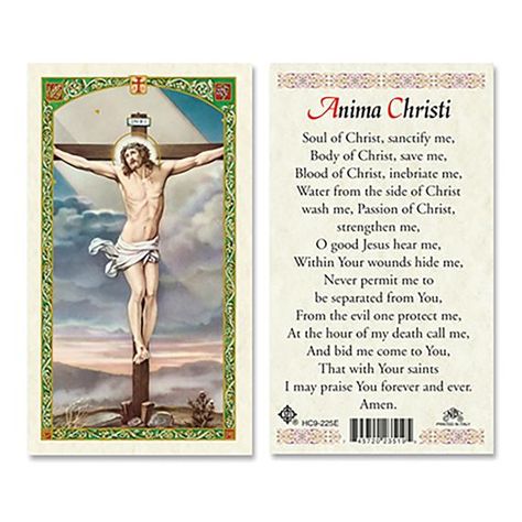 LAMINATED HOLY CARD - ANIMA CHRISTI PRAYER | EWTN Religious Catalogue Anima Christi Prayer, St Christopher Prayer, St Anne Prayer, Padre Pio Prayer, Francis Of Assisi Prayer, Anima Christi, Nurses Prayer, Novena Prayers, Blood Of Christ