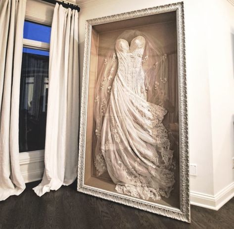 Veil Display After Wedding, Preserved Wedding Dress, Diy Wedding Dress Shadow Box Display, Wedding Dress Framing, Wedding Dress Box Display, Wedding Dress Framed, Wedding Dress Frame Display, Shadow Box Wedding Dress, Wedding Dress In Shadow Box Display