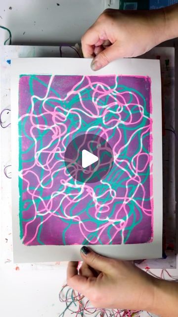 Josie Lewis on Instagram: "Gel plate, embroidery thread, acrylic paint, cheap paper = endless fun! There are so many combinations and artsy directions you can go with gel printing. 🤪 Have you tried it? Love it? Hate it? Tell me 🔽

If you want my full supply sheet with buying links and project ideas, comment “gel yeah” and the bots will send you the link 🤖😍

#josielewis #artist #printmaking #monoprint #gelplate #gelpress #gelliprint #gelliprint #acrylicpainting #abstract" Thread Painting On Paper, Gel Printing, Gel Plate, Paper Mask, Thread Painting, Paper Punch, Printed Plates, Monoprint, Have You Tried