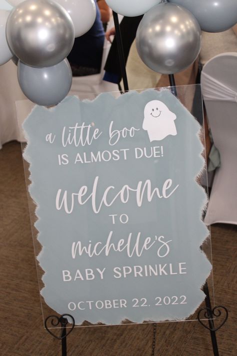 A Boo Is On The Way, Ghost Baby Shower Ideas Boy, Boo Is Due, Boo Baby Shower Theme Boy, Halloween Baby Sprinkle Ideas, Baby Boo Is Almost Due, Little Boo Baby Shower Ideas Boy, Halloween Boy Baby Shower Ideas, Spooky Baby Shower Ideas Boy