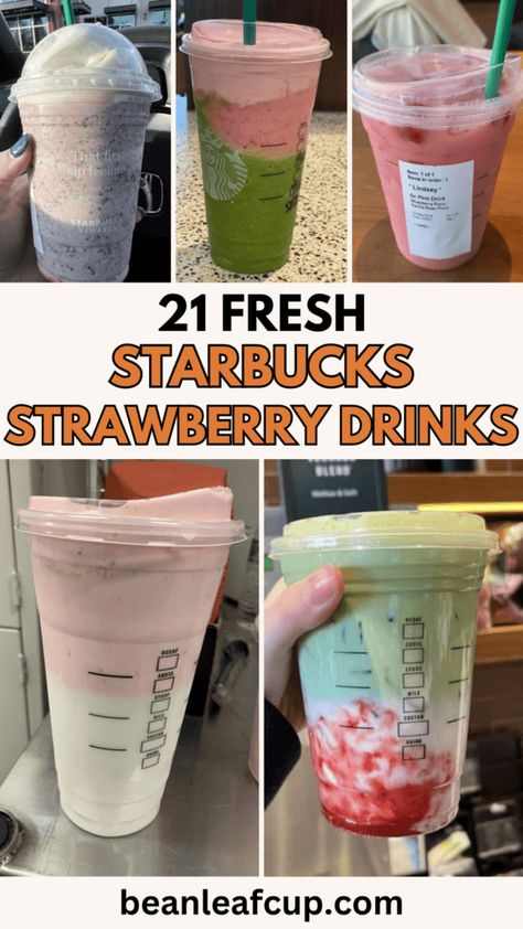 Discover the 21 best Starbucks strawberry drinks! From refreshing iced options to creamy frappuccinos, find your new favorite! Easy Starbucks Drinks At Home Recipe, Starbucks Strawberry Drinks, Starbucks To Try, Strawberry Starbucks Drink, Homemade Starbucks Recipes, Starbucks Caramel Drinks, Diy Iced Coffee, Peach Green Tea Lemonade, Matcha Frappuccino