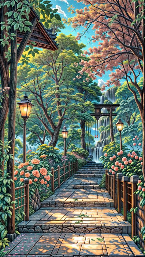 Fantasy Road, Fantasy Artwork Landscape, Chicken Risotto, Clip Art Frames Borders, Pixel Art Landscape, Beautiful Scenery Photography, Beautiful Landscape Photography, Lovely Flowers Wallpaper, Building Art