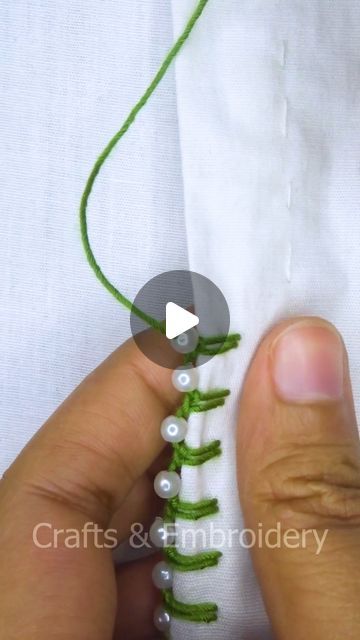 Crafts & Embroidery on Instagram: "💚Cute & trending border embroidery! #hand #tutorial #stitch #diy #easy #viralvideo #design #fypシ゚ #viral #handmade #border #embroidery #support #satisfying #fb #content #useful #trending #cute #reels #reelsvideo #reelsfb #viralreels #everyone #followers" Border Embroidery Designs By Hand, Embroidery Less Border, Hand Embroidery Border Designs, Buttonhole Filling Stitch Design, Hand Embroidery Saree Border Designs, Buttonhole Stitch Embroidery Design, Boring Border Embroidery, Hand Tutorial, Stitch Diy