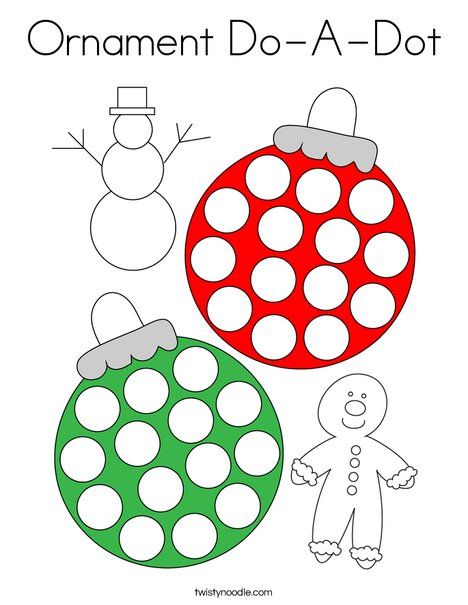 Ornament Do-A-Dot Coloring Page - Twisty Noodle Christmas Learning, Snowman Coloring Pages, Holiday Worksheets, Christmas Lesson, Twisty Noodle, Christmas Teaching, Dot Worksheets, Christmas Worksheets, Ornament Template