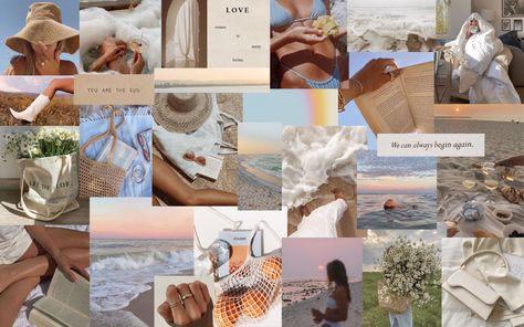 Coastal Granddaughter, Beachy Mac Wallpaper Aesthetic | Blue | Pink | Collage | Vision Board Presentation Hacks, Mac Wallpaper Aesthetic, Collage Vision Board, Beachy Wallpaper, Aesthetic Manifestation, Costal Granddaughter, Mac Wallpapers, Mac Backgrounds, Room Collage