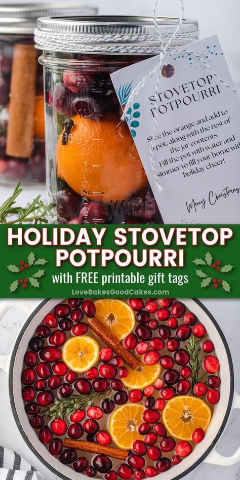 Holiday Stovetop Potpourri with FREE Printable Gift Tags Stovetop Christmas Potpourri, Christmas Stovetop Potpourri, Holiday Potpourri, Potpourri Gift, Simmer Pot Recipes, Stove Top Potpourri, Potpourri Recipes, Free Printable Gifts, Free Printable Gift Tags