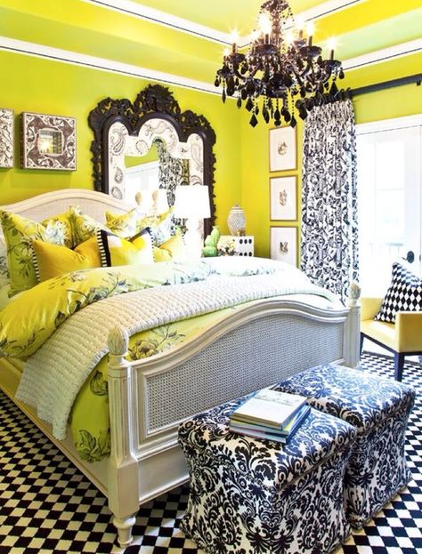 Lime Green Bedrooms, Green Bedroom, Up House, Yellow Walls, Bedroom Green, Awesome Bedrooms, Dream Rooms, Beautiful Bedrooms