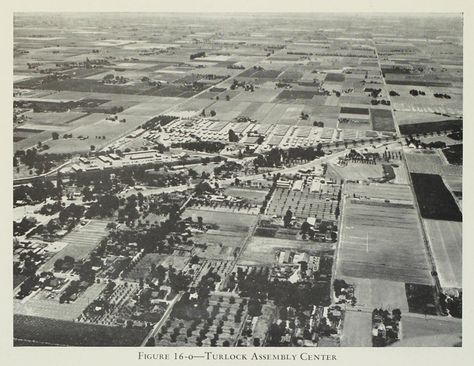 historic turlock ca | Aerial view of Turlock Assembly Center, California, c. 1942. Courtesy ... Turlock California, Japanese Internment, Camp Photos, Her Poetry, California History, Aerial Photograph, Central Valley, Japanese American, Sacramento California