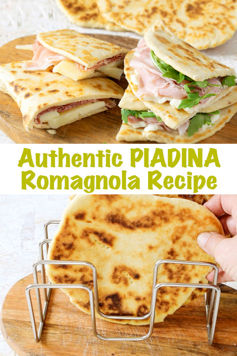 Authentic Piadina Romagnola Recipe, Traditional Italian flatbread (VIDEO) Piada Recipe, Piadina Recipe, Italian Flat Bread, Italian Flatbread, Chocolate Spread, Easy Dishes, Secret Recipe, Ham And Cheese, Non Stick Pan