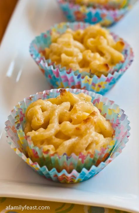 Mac and Cheese Cupcakes - A Family Feast® Mac And Cheese Cupcakes, Pumpkin Pasta Bake, Cheese Cupcake, Mac And Cheese Bites, Pumpkin Pasta, Mac Cheese Recipes, Family Feast, Macaroni Cheese, Cupcake Recipes