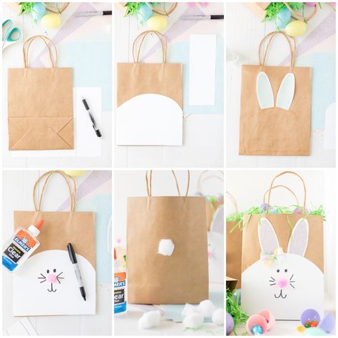 How to make Easter Bunny Paper Bags Easter Bunny Paper Bags, Diy Easter Bags, School Easter Party, Diy Goodie Bags, Easter Goodie Bags, Easter Bunny Template, Diy Osterschmuck, Easter Paper Crafts, Bunny Craft