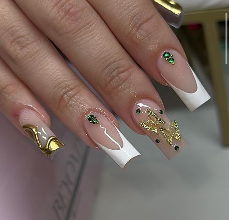 Green Crocodile Nails, Green Gold Nails, Nails Inspired, Long Nail Designs, Long Nail, Uñas Acrilicas, Art Japonais, Nail Inspiration, Nails Inspo