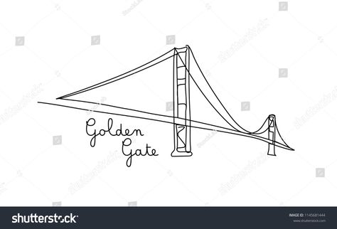 Golden Gate Bridge Tattoo, Bridge Tattoo, One Line, City Skylines, Matching Tattoo, Simple Doodles, Embroidery Ideas, Bang Bang, City Skyline