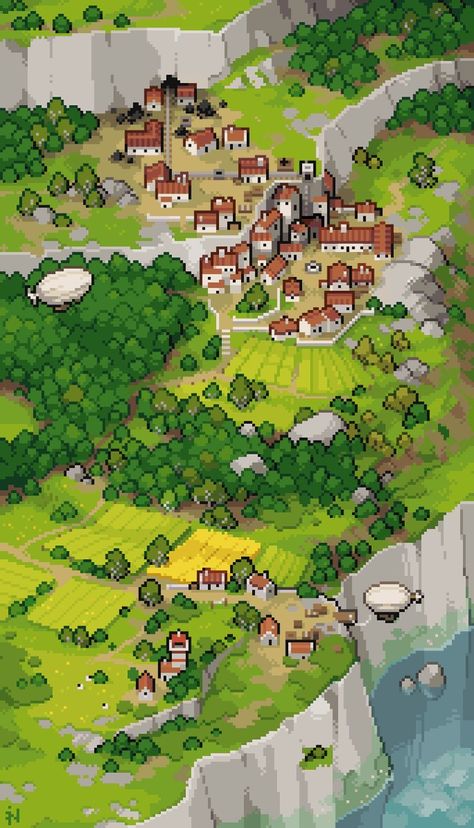 Pixel Art Landscape, Isometric Map, Fantasy World Map, Mining Town, Pixel Art Tutorial, Cool Pixel Art, Pixel Art Characters, Isometric Art, Pix Art