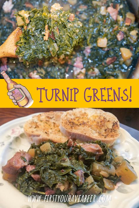 Fresh Turnip Greens Recipe, Best Turnip Greens Recipe, Braised Turnips, Turnip Greens Recipe, Seasoning Meat, Smoky Background, Turnip Recipes, Collard Greens Recipe, Cajun Dishes