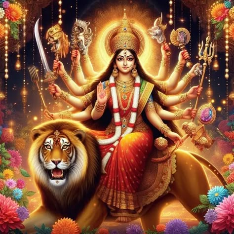 Katyayani Devi Images, Maa Katyayani Images, Durga Mata Wallpaper, Saraswati Images, Mata Wallpaper, Shardiya Navratri, Durgamma Photos, Durga Maa Pictures, Maa Pictures