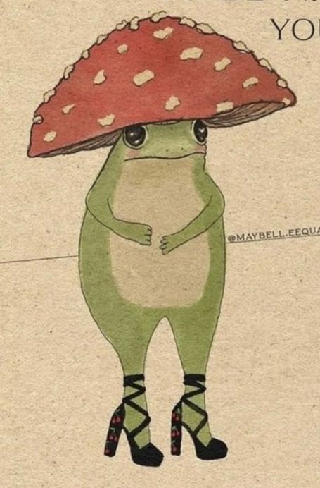 Frog With Mushroom Hat Drawing, Mushroom And Frog Painting, Frog Sitting On Mushroom Drawing, Frogs With Mushrooms, Frog On A Mushroom, Frog Quotes, Mushroom Frog, Firefly Art, Painted Garden Rocks