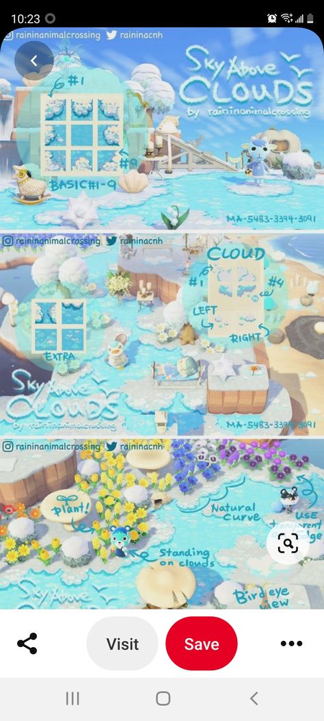 Unique Acnh Island, Acnh Sky Path, Acnh Sky Island, Acnh Blue Path, Sky Above Clouds, Kawaii Island, Acnh Path, Above Clouds, Acnh Paths