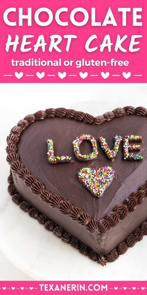 This chocolate heart cake with chocolate cream cheese frosting is a decadent treat perfect for Valentine’s Day, and you make it using regular 8″ cake pans. With its incredible texture and rich chocolaty flavor, it’s the ultimate dessert to express your love. Whether you choose regular flour, whole wheat, or gluten-free flour, this cake is bound to impress! Chocolate Heart Cake, Heart Cake Recipes, Chocolate Heart Cakes, Valentine Sweets, Chocolate Cream Cheese Frosting, 8 Cake, Chocolate Frosting Recipes, Chocolate Diy, Chocolate Cream Cheese