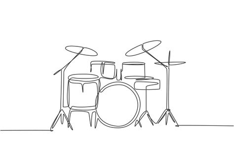 Drum Drawing, Drums Wallpaper, Drum Tattoo, Musical Instruments Drawing, Percussion Music, Drum Band, Minimal Drawings, Single Line Drawing, Music Illustration