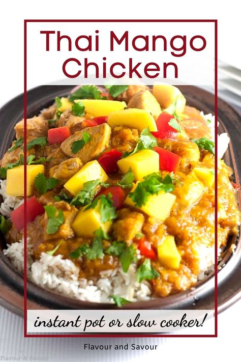 Mango Sauce For Chicken, Thai Mango Chicken, Chicken With Coconut Rice, Mango Chicken Recipes, Slow Cooker Thai, Mango Chicken Curry, Chicken Instant Pot, Thai Mango, Mango Curry