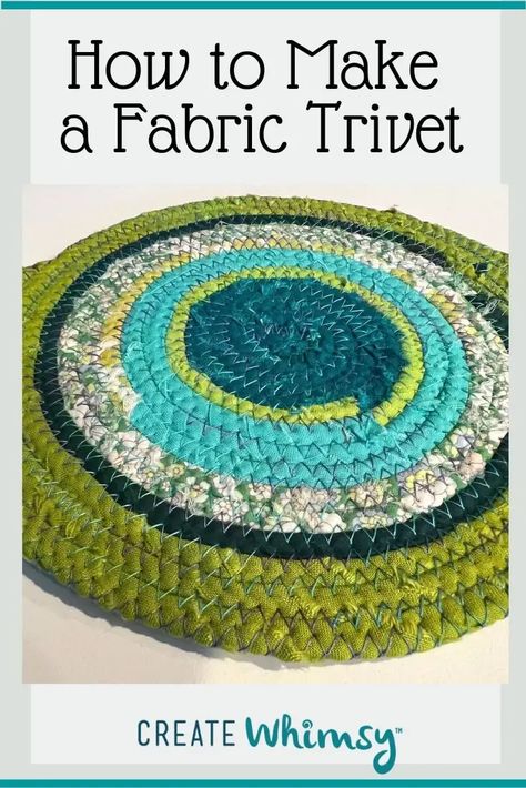 Looking for a great project for those scraps you want to use? Make a colorful trivet (or two or three!) using the fabric wrapped rope method. Rope Trivets, Diy Trivet, Rope Trivet, Rope Sewing, Trivets Diy, Jelly Roll Projects, Wrapped Rope, Crafting Space, Jelly Roll Patterns