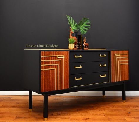 Sideboard Gold, Gold Shelf, G Plan Sideboard, G Plan Furniture, Urban Furniture Design, Restored Furniture, Retro Cabinet, Sideboard Drinks Cabinet, Retro Sideboard