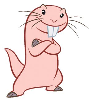 Rufus is a naked mole rat, the pet friend and soul brother of Ron Stoppable, and the tritagonist of the Kim Possible franchise. Rufus lives almost full-time in Ron's pocket, and accompanies him everywhere. For an animal, he is exceptionally intelligent, but average by human standards, and is capable of vocalizations approximating limited speech. It is unclear if his "speech" is actual or a case of "audience filter" and not understandable to anyone other than Ron. Mole Rat, Kim Possible, A Cartoon, Mole, For Sale