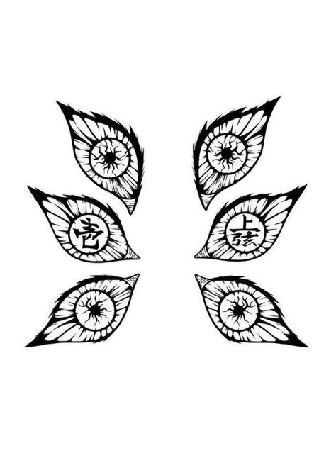 Anime Mask Tattoo Design, Kokoshibo Tattoo Ideas, Cool Anime Tattoos For Guys, Kokushibo Eyes Tattoo, Kokoshibo Tattoo, Minimalistic Anime Tattoo, Anime Stencil, Kimetsu No Yaiba Tattoo, Unique Anime Tattoos