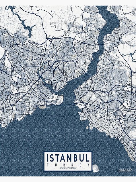 "Istanbul City Map of Turkey - Coastal" Poster for Sale by deMAP | Redbubble Map Of Turkey, Istanbul Map, Cartography Art, Istanbul City, Underground Cities, Urban Street Art, Coastal Cities, Red Art, City Maps