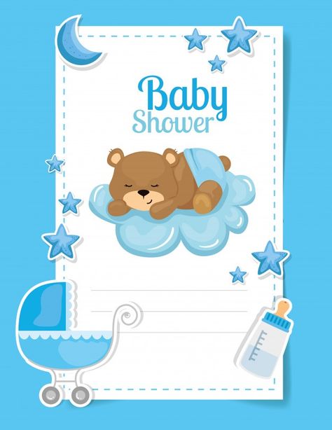 Tarjeta de baby shower con lindo oso y d... | Premium Vector #Freepik #vector #bebe #nube #baby-shower #animal Baby Shower Background, Baby Boy Scrapbook, Baby Shower Card, Baby Shower Invitaciones, Baby Shawer, Bear Decor, Baby Shower Cards