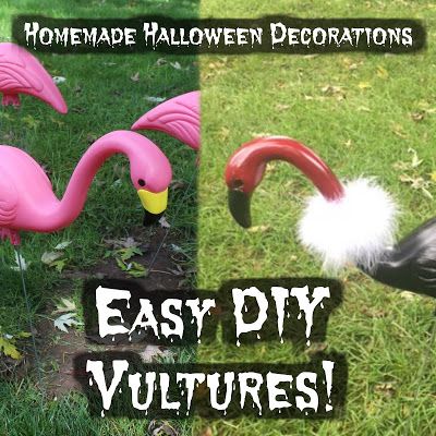 Halloween Campsite, Flamingo Diy, Plastic Flamingo, Turkey Vulture, Target Halloween, Witch Cauldron, Pink Birds, Pumpkin Queen, Samhain Halloween