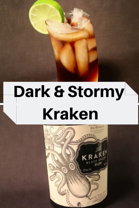 A Dark & Stormy cocktail is made with ginger beer and rum. Using Kraken dark rum makes them taste even better. #KrakenRum #GoodStuffAtHome Kracken Rum Recipes, Kracken Rum, Dark Rum Drinks, Spiced Rum Drinks, Dark N Stormy Cocktail, Kraken Rum, Rum Drinks Recipes, Easy Alcoholic Drinks, Rum Cocktail Recipes