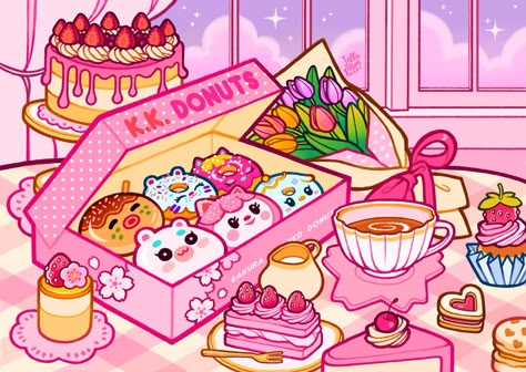 Donut Drawing, Kawaii Wallpapers, Desain Buklet, Posca Art, Isometric Art, Cute Food Drawings, Food Drawings, Artist Alley, Learning Graphic Design