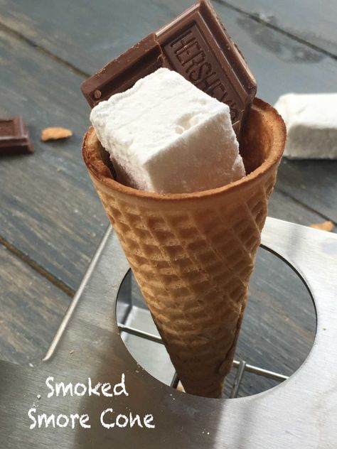 Smores Cone, Gluten Free Marshmallows, Salted Caramel Ice Cream, Vanilla Marshmallows, Hershey Chocolate Bar, Traeger Recipes, Caramel Ice Cream, Reeses Peanut Butter Cups, Reeses Peanut Butter