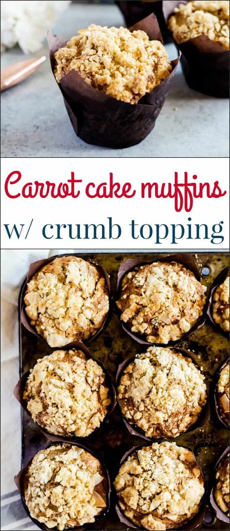 Carrot Cake Muffin Recipe, Crumb Topping Recipe, Carrot Cake Muffins, Carrot Muffins, Cheap Clean Eating, Cake Muffins, Savory Cakes, Carrot Cake Recipe, Carrot Recipes