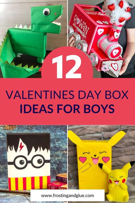 Boy Valentines Boxes Diy, Easy Valentines Day Boxes, Valentine Box Ideas For School, Dino Valentines, Minecraft Valentines, Girls Valentines Boxes, Valentine Box Ideas, Valentine Boxes For School, Diy Valentines Box