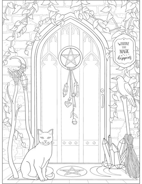 Welcome to Dover Publications Pagan Coloring Pages, Winnie The Pooh Coloring Pages, Pooh Coloring Pages, Dover Coloring Pages, Witch Drawing, Witch Coloring Pages, Colored Pencil Artwork, Dover Publications, Adult Colouring Pages