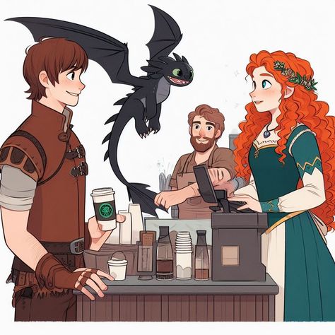 Hiccup And Merida, Merida And Hiccup, Night Fury Dragon, Jack And Elsa, Disney Crossover, Disney Cartoon Characters, Disney Crossovers, Disney Art Drawings, Sarada Uchiha