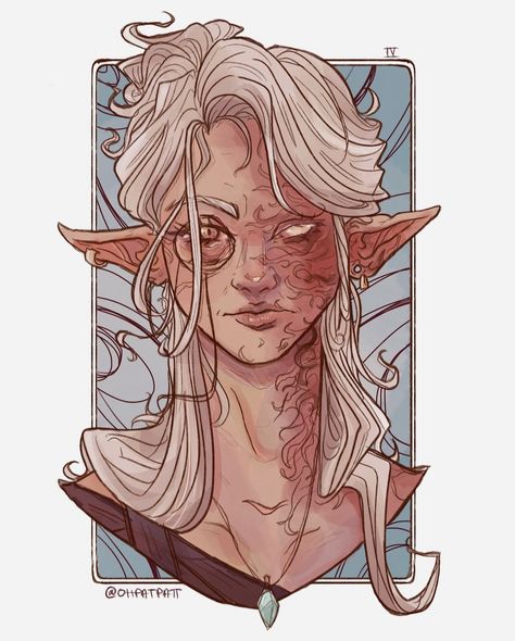 Scar Reference, Dnd Elves, Dungeons And Dragons Characters, Dnd Art, Pinturas Disney, Dnd Characters, Character Portraits, A Drawing, White Hair