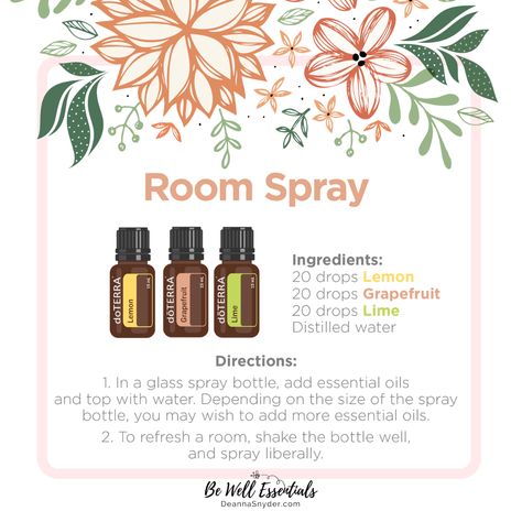 Doterra Room Spray, Room Spray Diy, Hygge Minimalism, Diy Cleaning Spray, Diy Room Spray, Grapefruit Oil, Lime Oil, Own Room, Simple Room