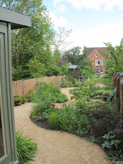 Winding path of compacted gravel Winding Garden Pathways, Garden With Gravel Path, Crushed Limestone Pathway, Winding Path Garden, Gravel Path Backyard, Compacted Gravel Pathway, Winding Garden Path, Self Binding Gravel Garden, Self Binding Gravel Path