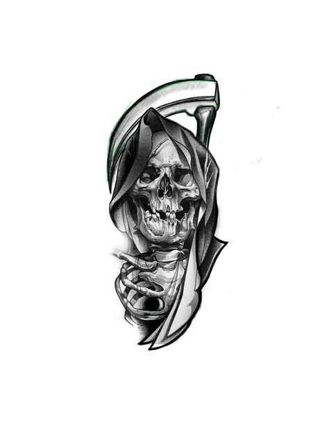 Kamatayan Tattoo, Evil Tattoos For Men, Santa Muerte Tattoo For Men, Santa Muerte Drawing, Grim Reaper Tattoo Designs, Small Hip Tattoos Women, Santa Muerte Tattoo, Bracelet Tattoo For Man, Traditional Tattoo Drawings