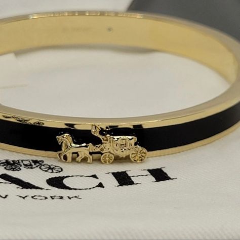 Coach Nwtstunning Bangle Bracelet! Classic Horse And Carriage Design! Amazing Addition To Your Coach Collection! Coach Bracelets, Black Bangle, Disney Bracelet, Horse And Carriage, Coach Jewelry, Brown Leather Bracelet, Bow Bracelet, Horse Carriage, Bangle Bracelet Set